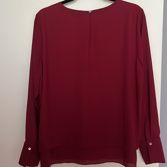 CONTEMPORAINE | Burgundy Layered Blouse Sz L - Picture 6 of 7